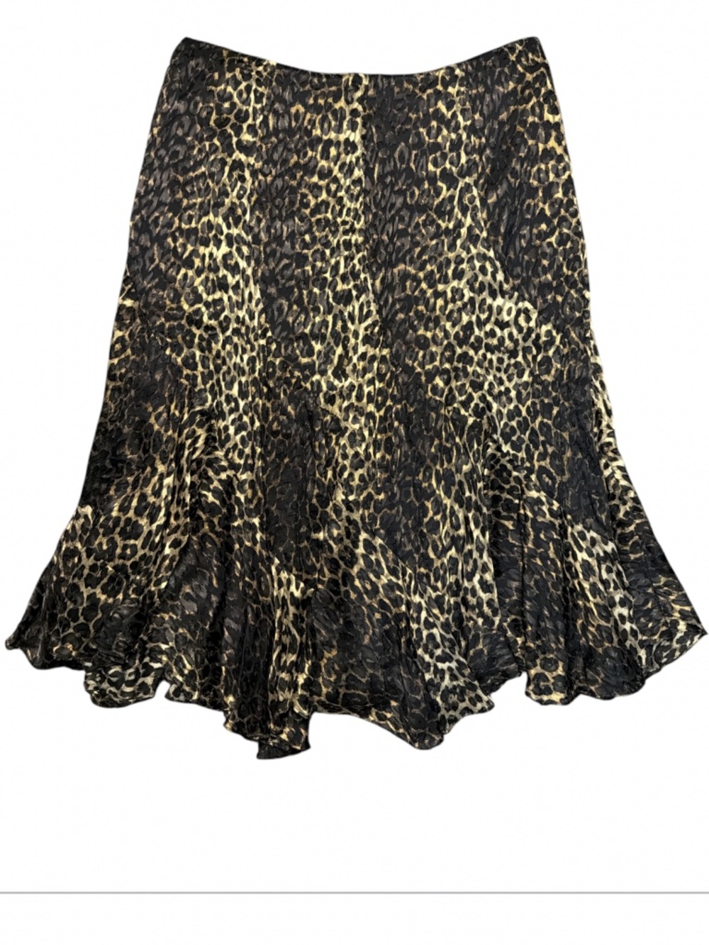 Dana Buchman Silk Midi Skirt with Velvet Leopard Print Size 10